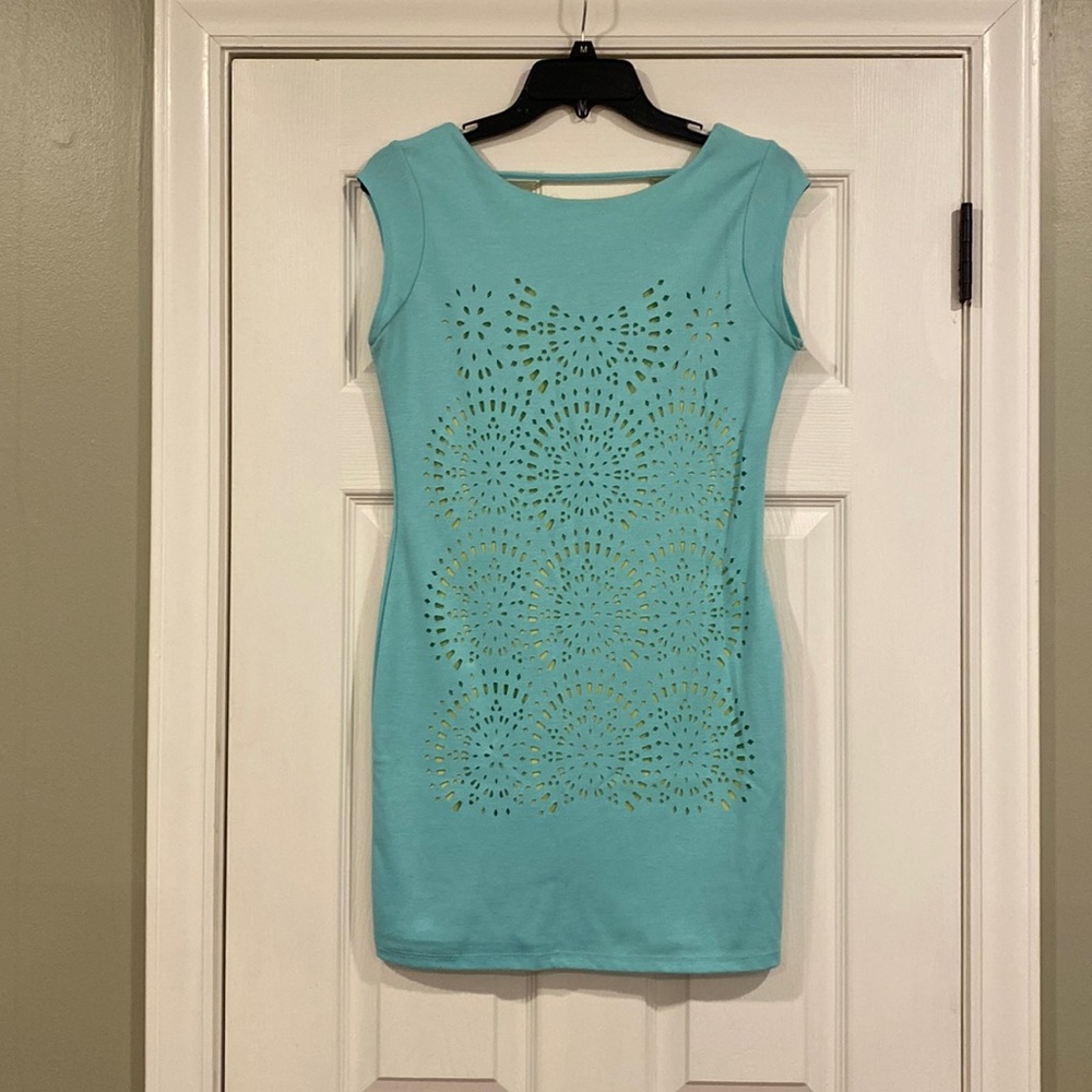 Light blue/lime green dress!